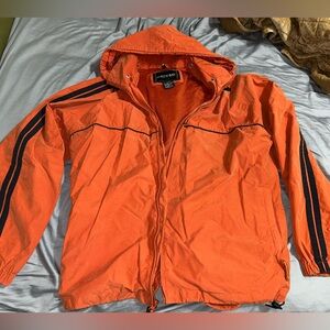 Men's Vintage North Bay Orange Windbreaker Rain Full Zip Jacket Size XL